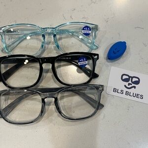 BlueLight Glasses Pack of Three in Blue Black and Grey